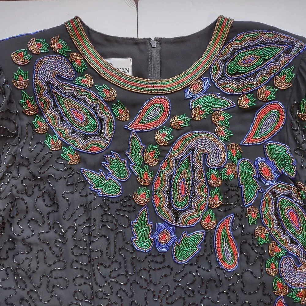 Vintage Jack Bryan Beaded Top Elegant Quiet Luxury Special Occasion  Size 6 - Picture 6 of 12